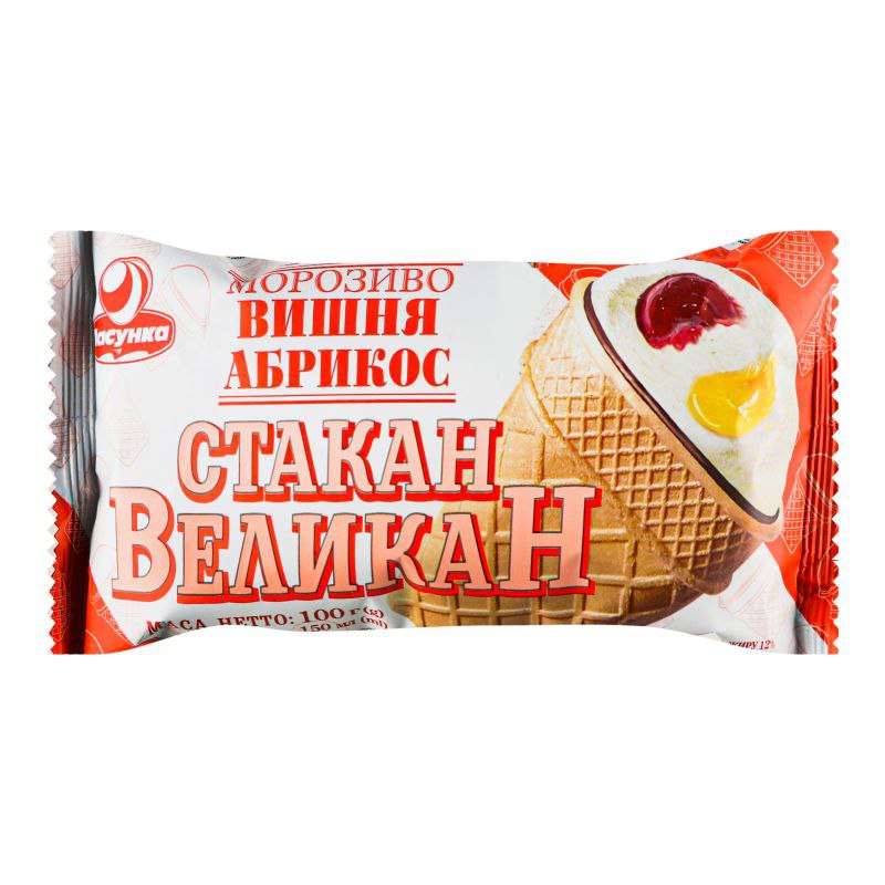 Морозиво Стакан Великан Абрикос-Вишня 100г